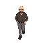 create top down pixel tile set sheet of a bald man walking