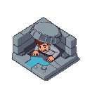 a man hiding under a drain cover