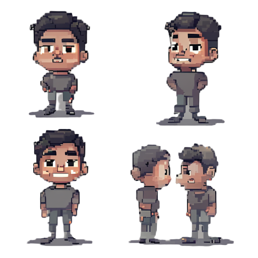 separate shoulders and arms 2d pixel front view give me 12 examples