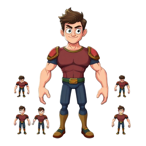 separate shoulders and arms 2d front view give me 12 examples