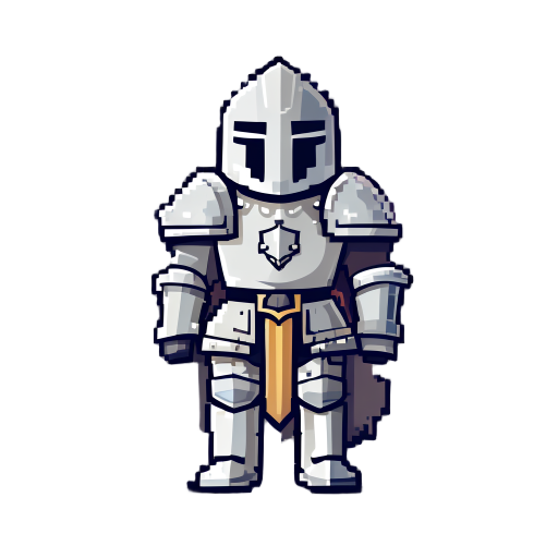 a pixel knight with light colored armor