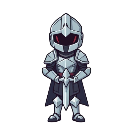 a pixel knight with light colored armor, not chibi