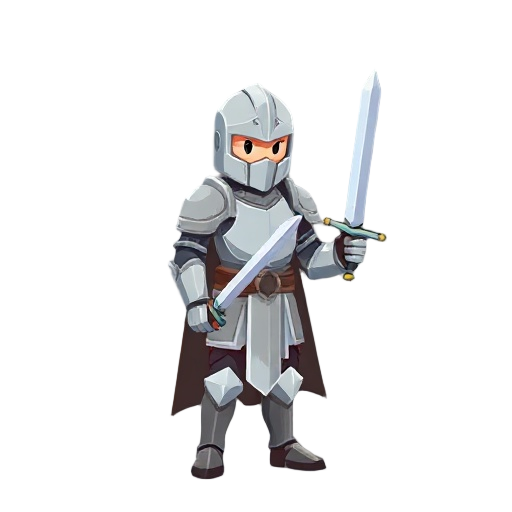 a pixel knight with light colored armor, holding a sword on right hand,  adult model not chibi