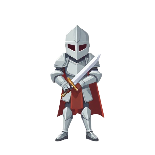 a pixel knight with light colored armor, holding a sword,  adult model not chibi