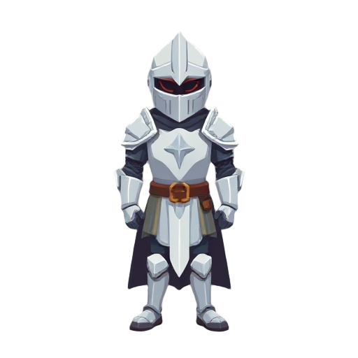a pixel knight with light colored armor, adult model not chibi