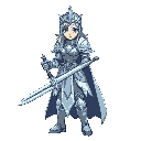 a princess knight whit full ice armor and a zweihänder sword in hands