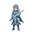 a princess knight with full ice armor and a zweihänder sword 