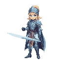 a princess knight with full ice armor and a zweihände