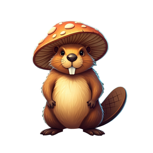 beaver with mushroom hat