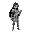 create a warrior woman with silver armor, black long hair, sword 