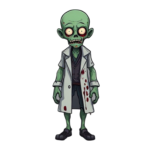 a zombie doc, with scars and much bood