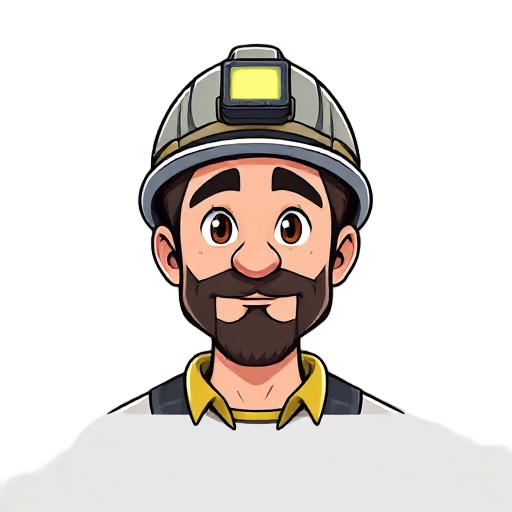 miner with light equipped helmet 