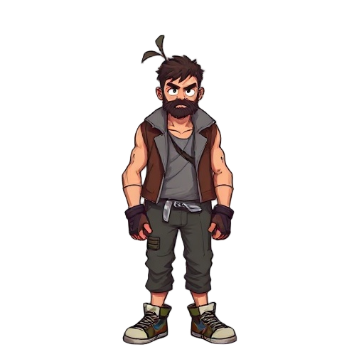hobo hipster in the art style of streetfighter 3