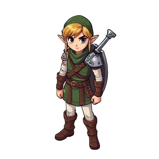 create a classic fantasy warrior zelda style but yung and not to similar