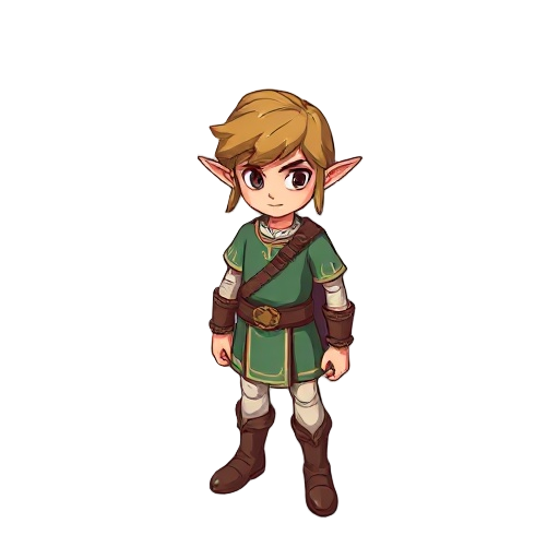 create a classic fantasy warrior zelda style but yung
