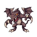 winged, large claws, long teeth, agressive
