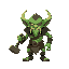 cartoony goblin boss topdown boss,low poly with hammer as his weapon  16 bits more chunky and simple
