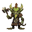 cartoony goblin boss topdown boss,low poly with hammer as his weapon  16 bits