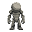stone golem without face, just arms legs and big round head with torso