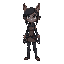 crie uma personagem morena escura de cabelos preto cabecuda de orelinha de oncinha e vestida de oncinha e de rabinho de oncinha