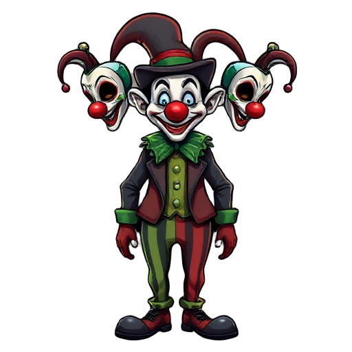 mafia clown from italy, with venetian masks