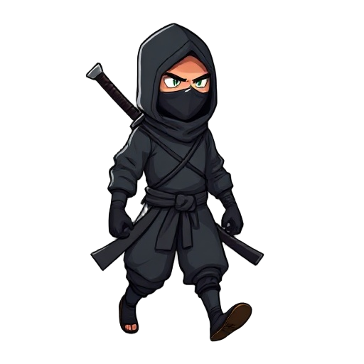 a 2d ninja for a game based on joe musashi from shinobi 3 the head must be covered and the ninja must be walking