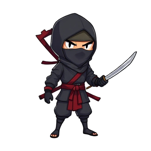 a 2d ninja for a game based on joe musashi from shinobi 3 the head must be covered