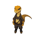 a humanized fantasy snake with human clothes