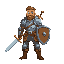 rpg adventurer with sword and shield and armor