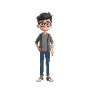 modern flat minimalist character, normal citizen, walking
