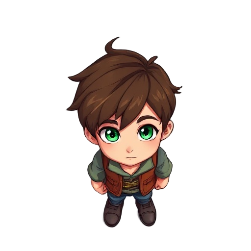 boy(14 old) green eyes brown hairs 