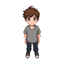 boy(14 old) green eyes brown hairs 
