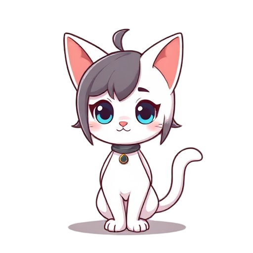 cute humanoid cat girl white 