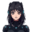 highly detailed full-body and bust portrait of a futuristic female ai assistant named nyx. she is beautiful, powerful, and dangerously intelligent, with a distinct anime-cyberpunk style. she has long,
