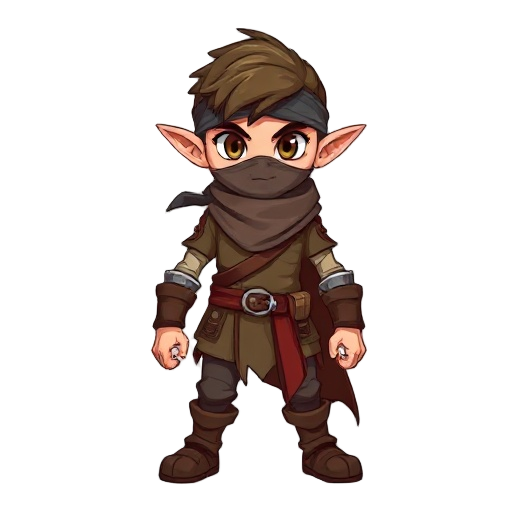 young elf rogue with a bandana on his face