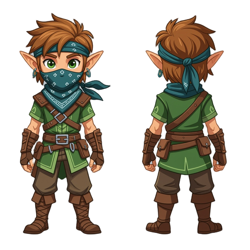 young elf rogue with a bandana on his face