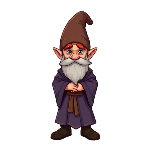 gnome wizard wearing a robe with red hair