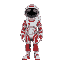 astronaut in red and white technology suit. 