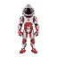 futuristic astronaut, with technology suit  in red and white