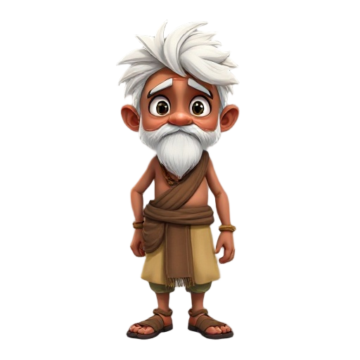 indian old age villager, poor dressed, white hairs