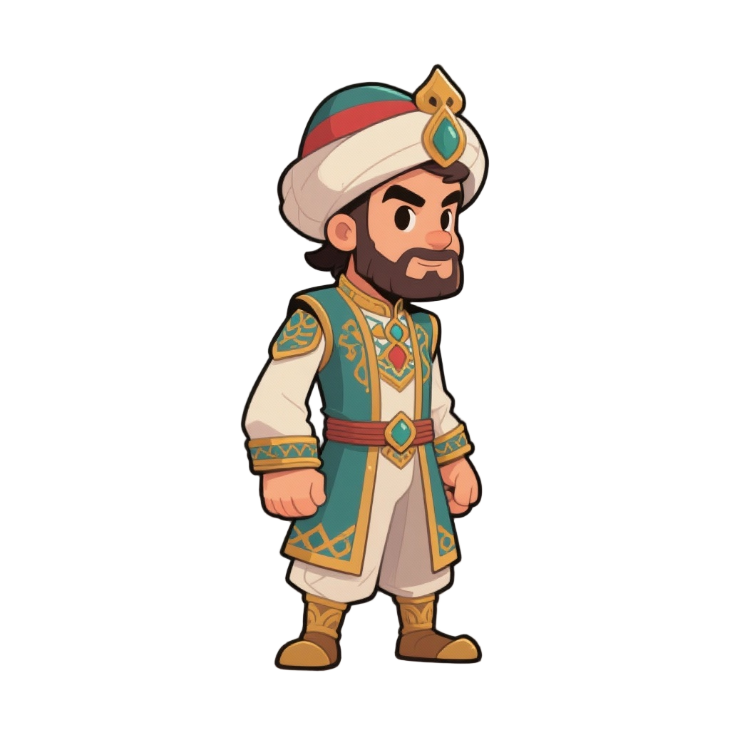 conquer mehmet side view platformer. mehmet with palace outfit  