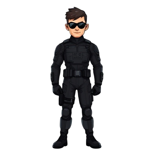 man with black military suit