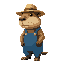 capybara wearing a straw hat and a blue farmer's overalls.