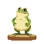 fat frog, upright side-facing to a platform game