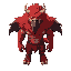 a beast man with red fur and a black beak