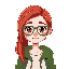 girl, red hair, glasses, green hoodie, white t-shirt, freckles,