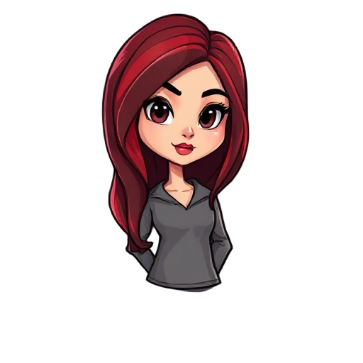 uma mulher com um longo casaco marrom, cachecol vermelho, cabelo castanho escuro preto, e um chapéu 