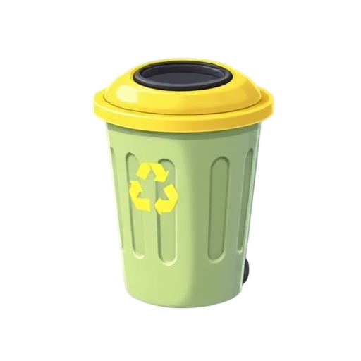 yellow recycling bin