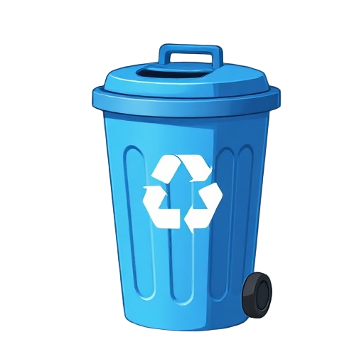 blue recycling bin