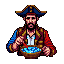 pirate captain eating a bowl of cereal snes style